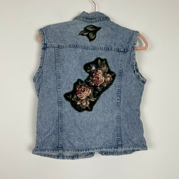 Canadian River Originals Denim Vest Floral Patches Size Medium - Picture 6 of 6